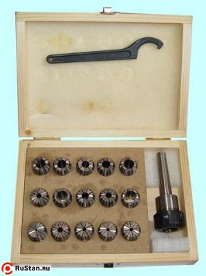 Патрон Цанговый с хв-ком КМ2 (М10х1.5) с набором цанг ER25 из 15шт (2-16мм) "CNIC" фото №1 Патрон Цанговый с хв-ком КМ2 (М10х1.5) с набором цанг ER25 из 15шт (2-16мм) "CNIC" фото №1