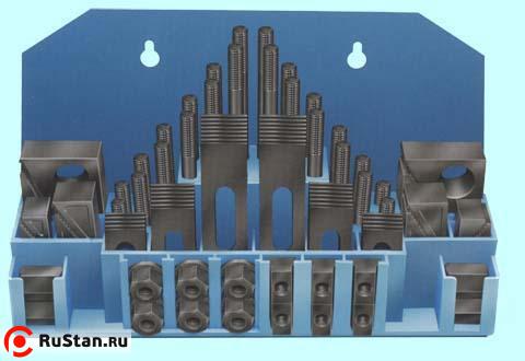 Набор клиновых ступенчатых прижимов из 58-ми предм., паз13,7мм М10х1,5 в металлическом футляре (YT-0203) "CNIC" фото №1