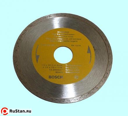 Диск отрезной алмазный Для влажной резки 115х1,6х5х22,2мм с непрерывной реж. кромкой по керамике (DS115FPE) BOSCH фото №1
