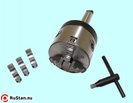 Патрон токарный d 80 мм 3-х кулачковый с хвостовиком КМ5 с лапкой, кулачки К11 "TLX" фото №1 Патрон токарный d 80 мм 3-х кулачковый с хвостовиком КМ5 с лапкой, кулачки К11 "TLX" фото №1