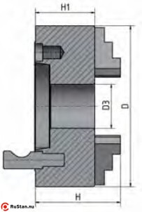 Габаритные и присоединительные размеры четырехкулачковых токарных патронов Optimum CI4C ø 250 мм Camlock ASA D1-4" фото №2 Патрон токарный 4-кул. 250 мм Camlock ASA D1-4" фото №2