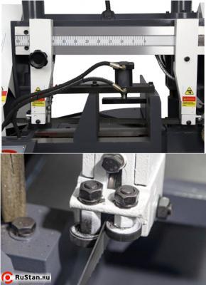 Перпендикулярность полотна обеспечивается за счет направляющих, в которые установлены подшипники. Вылет направляющих можно изменять под размеры заготовки. фото №2 METAL MASTER MGH-500Z фото №2