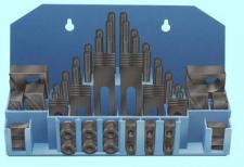 Набор клиновых ступенчатых прижимов из 58-ми предм., паз21,7мм М20х2,5 в мет. футляре (YT-0212) 